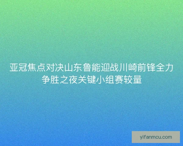亚冠焦点对决山东鲁能迎战川崎前锋全力争胜之夜关键小组赛较量