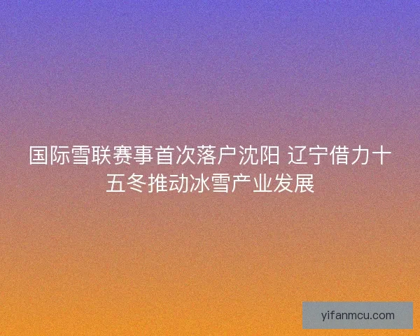 国际雪联赛事首次落户沈阳 辽宁借力十五冬推动冰雪产业发展