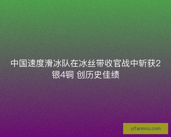 中国速度滑冰队在冰丝带收官战中斩获2银4铜 创历史佳绩