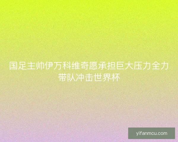 国足主帅伊万科维奇愿承担巨大压力全力带队冲击世界杯